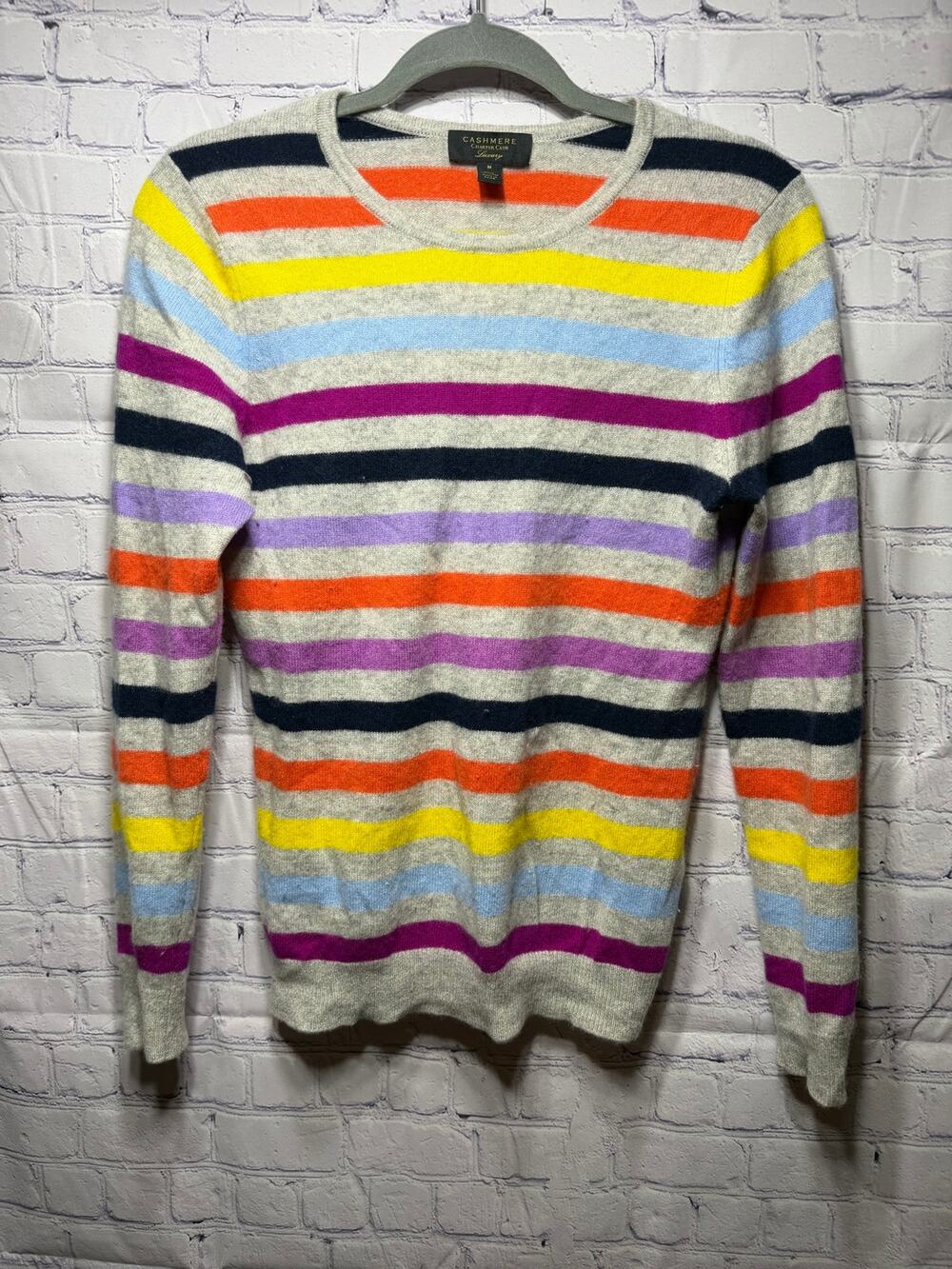 Cashmere Charter Club Womens Cashmere Striped Sweater Sz M Luxury Preppy